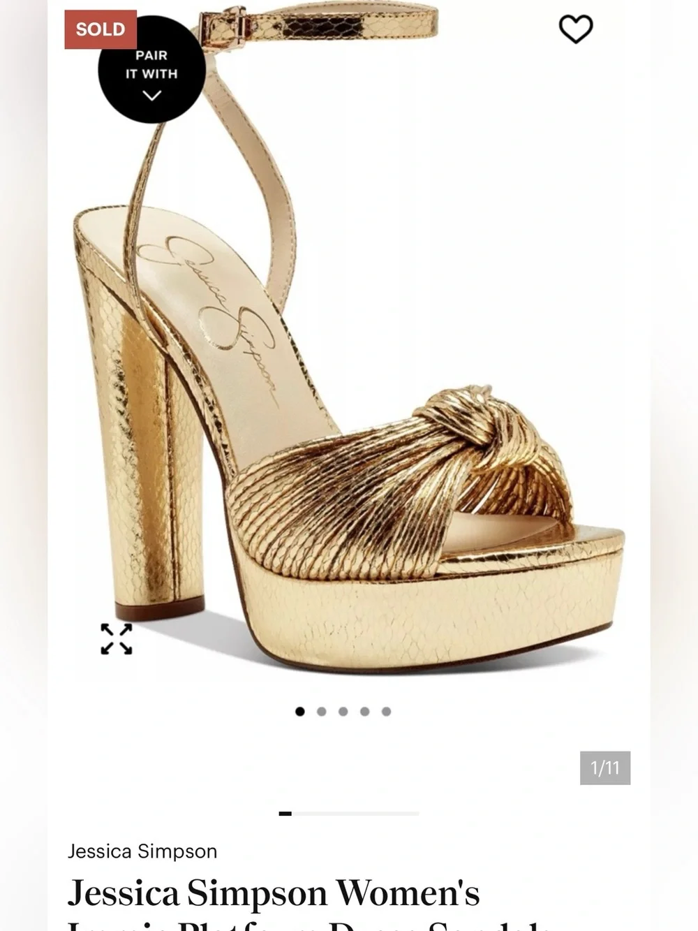 Jessica Simpson Women's Immie Platform Dress Sandals Gold Metallic 5.5